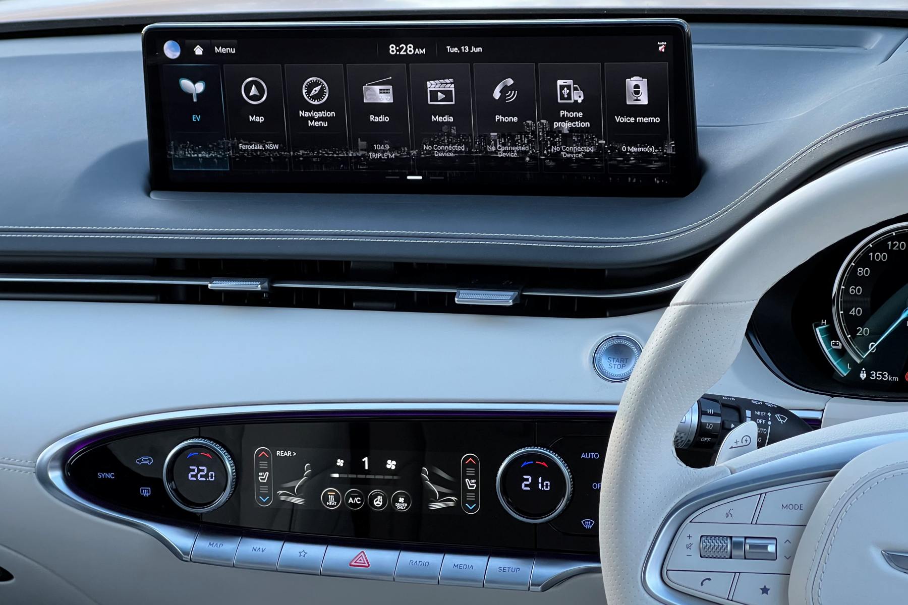 Genesis GV70 EV central screen and controls
