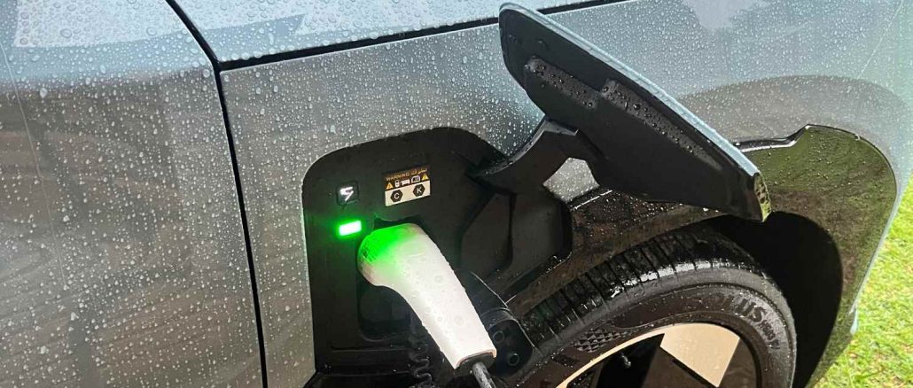 Kia EV5 GT-Line charging in the rain 1
