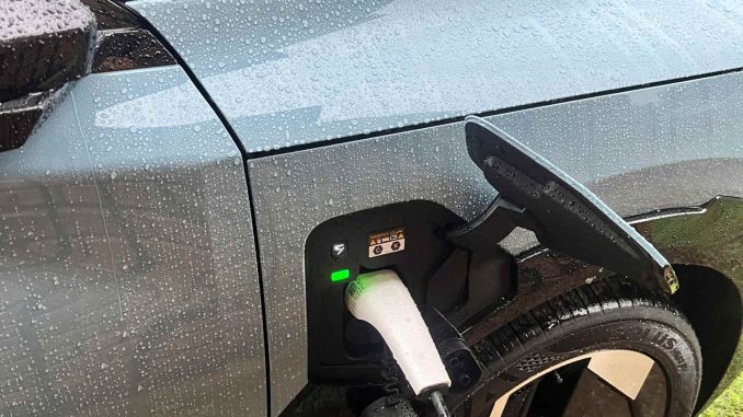charging an EV in the rain