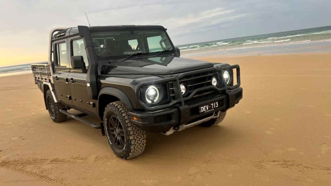 INEOS Grenadier Quartermaster Ute front end at beach 2
