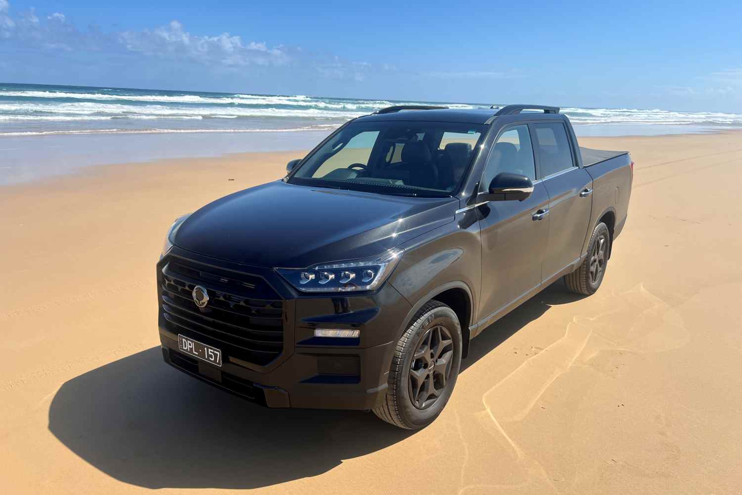 KGM Musso 2026 Ultimate Sport front on beach 1