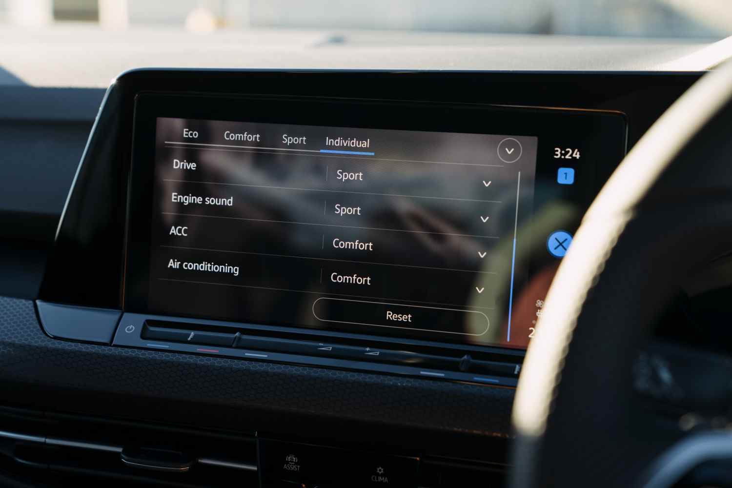 2026 VW Golf GTi front quarter driving mode selection 1