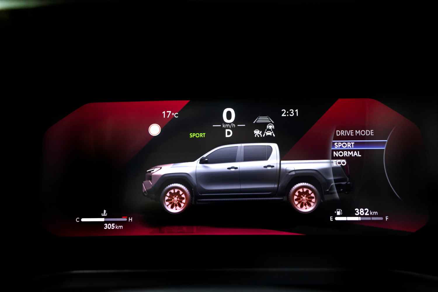 2026 Toyota HiLux Rogue dash display for drive mode 1