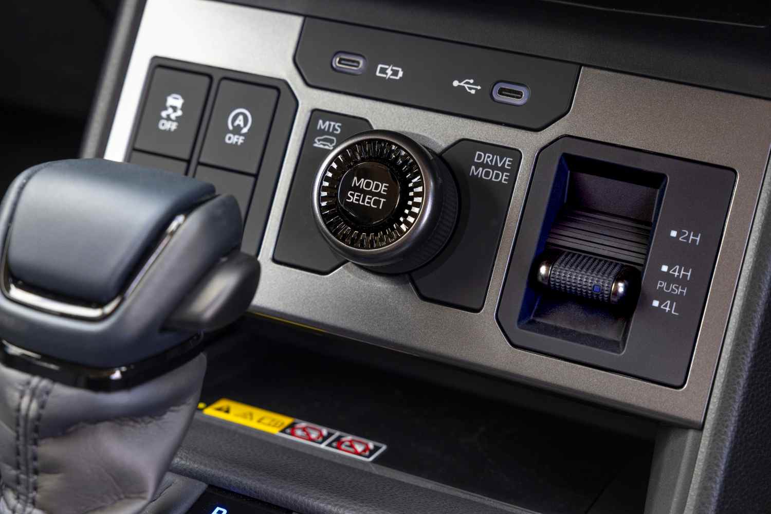 2026 Toyota HiLux Rogue interior transmission and drive mode controls 1