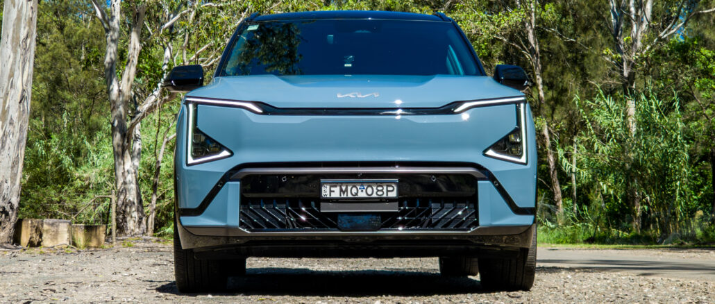 2026-kia-ev5-gt-line-exterior-front-low-angle