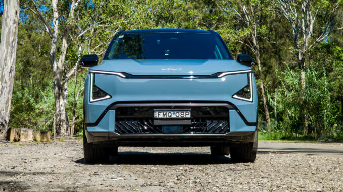 2026-kia-ev5-gt-line-exterior-front-low-angle